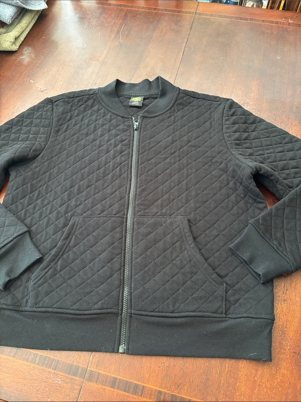 Boys athletic Black Quilted Bomber Jacket size